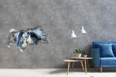 Hole wall sticker Horses in virtual space
