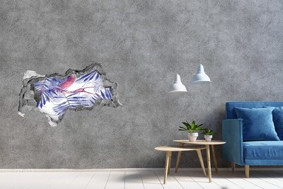 Hole in the wall decal Plants and bird