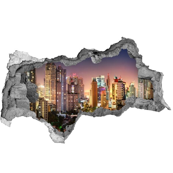 Hole in the wall decal View of the city at night