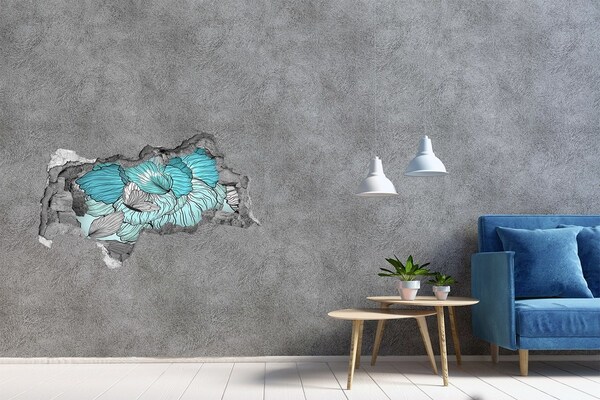 Hole wall sticker A floral oasis in concrete