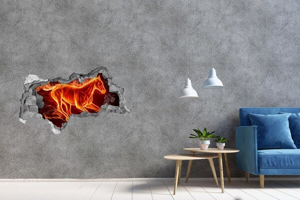 Hole in the wall decal Burning Horse in a Hole in the Wall