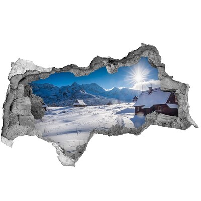 Hole in the wall sticker Winter mountain landscape