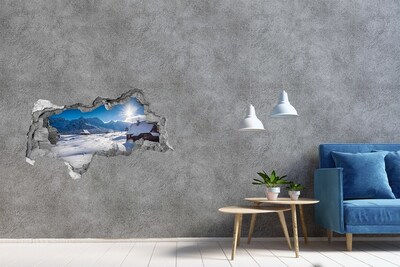 Hole in the wall sticker Winter mountain landscape