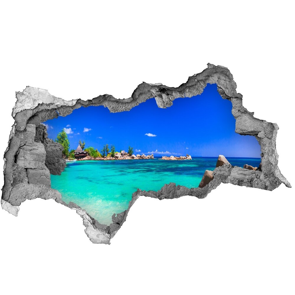 Hole in the wall decal Seychelles beach