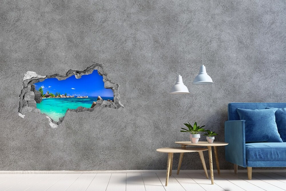 Hole in the wall decal Seychelles beach