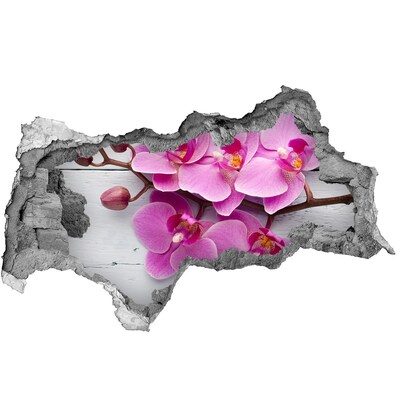 Hole wall sticker Orchid on wood