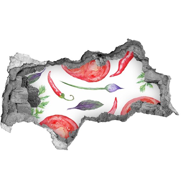 Hole in the wall decal Fruits and vegetables in a hole in the wall