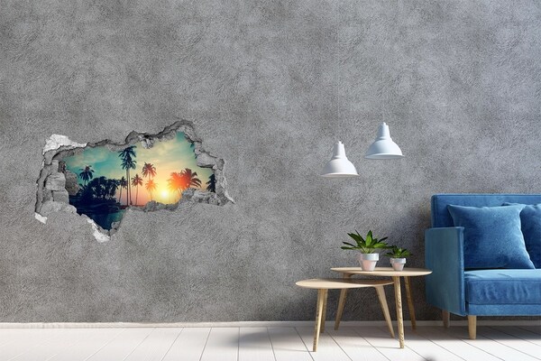 Hole wall sticker Sunset palm trees