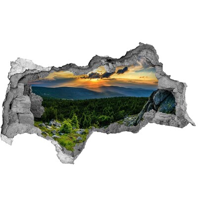 Hole in the wall decal Sunset in the mountains
