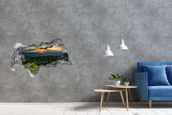 Hole in the wall decal Sunset in the mountains