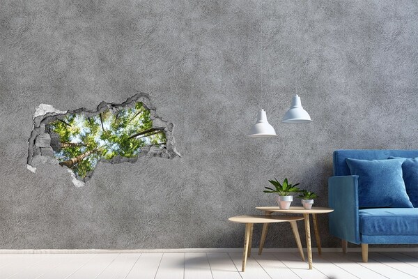 Hole in the wall decal View of the forest with blue sky