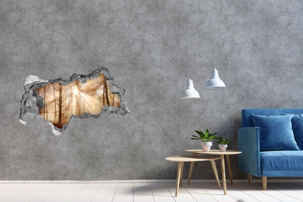 Hole in the wall sticker Fog in the Forest Autumn