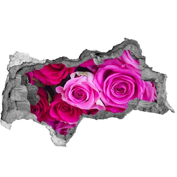 Hole wall sticker A bouquet of pink roses