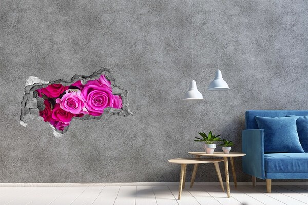 Hole wall sticker A bouquet of pink roses