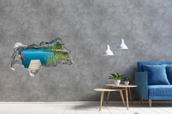 Hole in the wall sticker Lake in the forest
