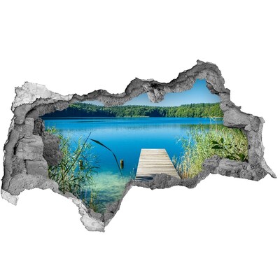 Hole wall sticker A bay with a wooden pier