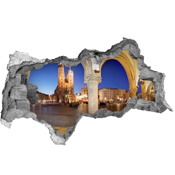 Hole wall sticker Krakow's Main Market Square at Night