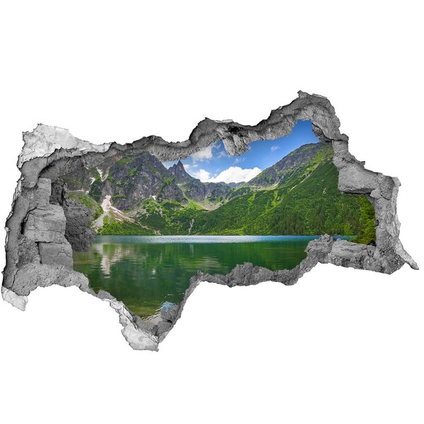Hole wall sticker Mountain landscape by the lake