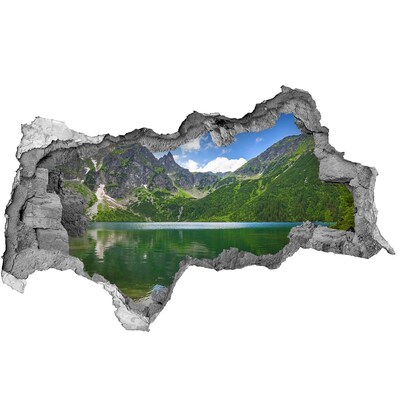 Hole wall sticker Mountain landscape by the lake