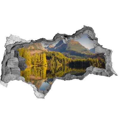 Hole in the wall sticker Mountain landscape with a lake