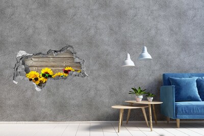 Hole in the wall decal Sunflowers in sunglasses