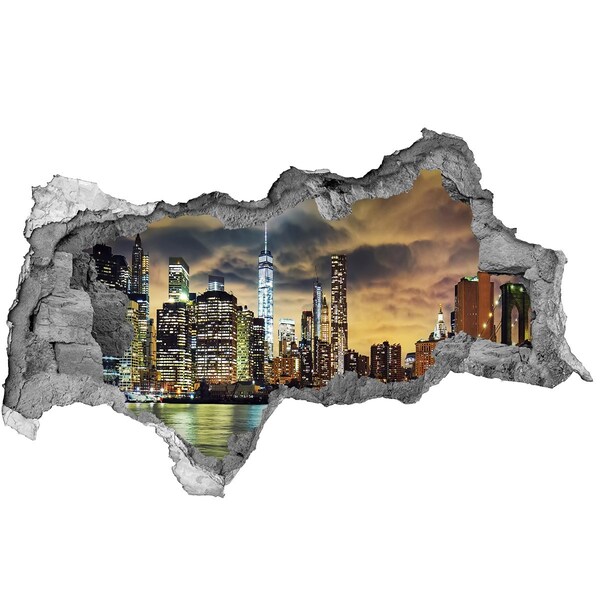 Hole in the wall decal New York skyline at night