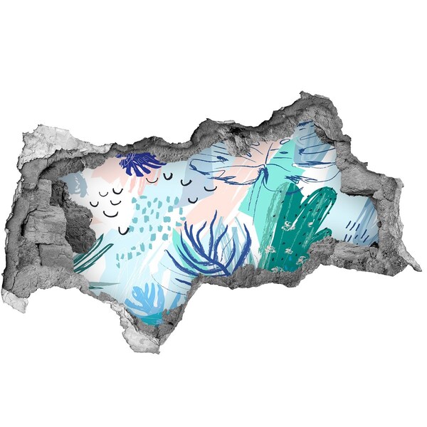 Hole in the wall sticker Tropical leaves