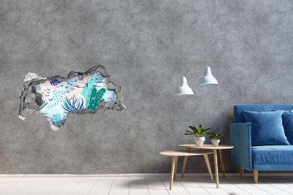 Hole in the wall sticker Tropical leaves