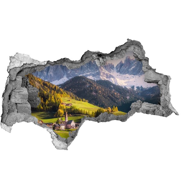 Hole in the wall sticker A mountain valley with a picturesque village