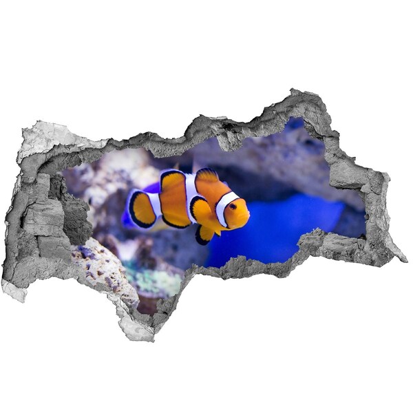 Hole wall sticker Coral reef with clownfish