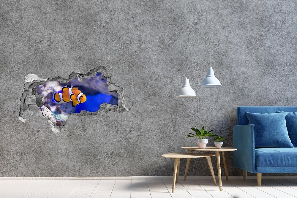 Hole wall sticker Coral reef clowns