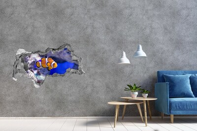 Hole wall sticker Coral reef with clownfish