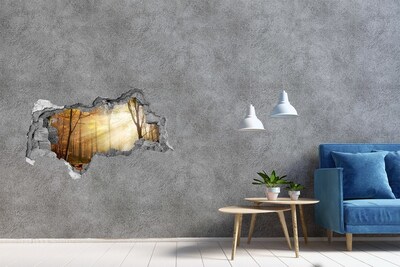 Hole in the wall decal Golden forest in the sun's rays