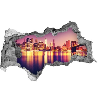 Hole in the wall decal New York at dusk