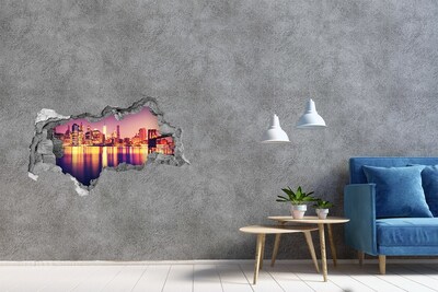Hole in the wall decal New York at dusk