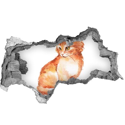 Hole in the wall decal Red Cat