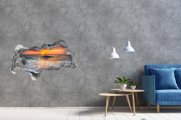 Hole in the wall decal Sunset over the sea