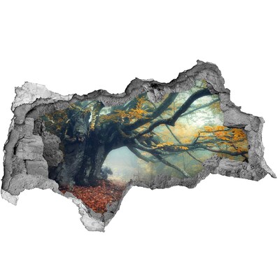 Hole wall sticker The enchanted forest in its autumnal robe