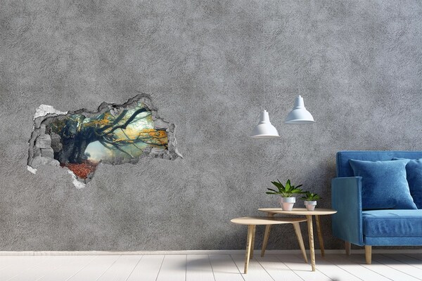 Hole wall sticker The enchanted forest in its autumnal robe