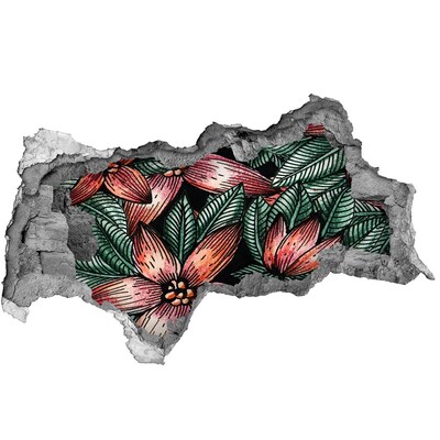 Hole wall sticker A floral pattern against a damaged wall