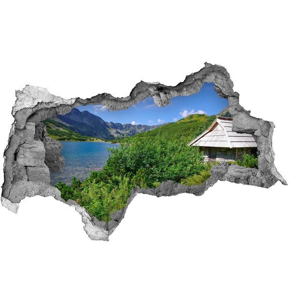 Hole in the wall sticker Mountain landscape with a lake