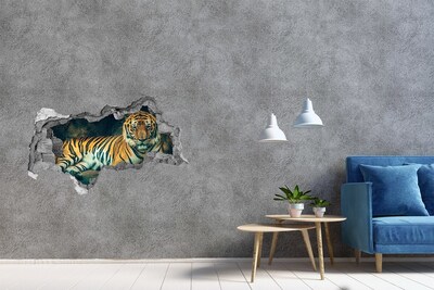 Hole wall sticker Tiger in a cave