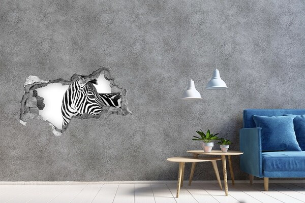Hole wall sticker Zebra in a hole in the wall