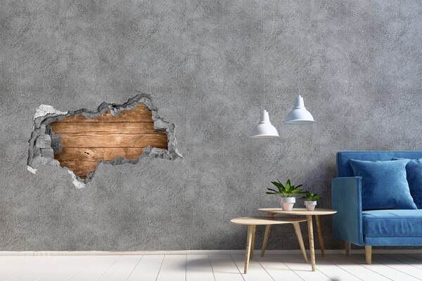 Hole wall sticker Wooden background