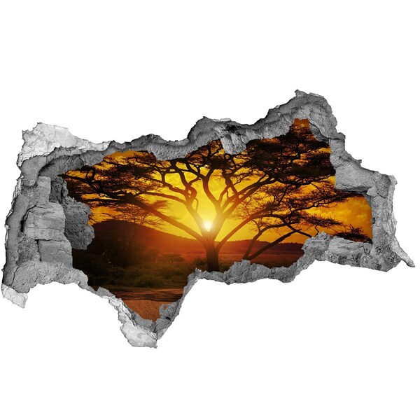 Hole in the wall sticker Sunset in the African savannah