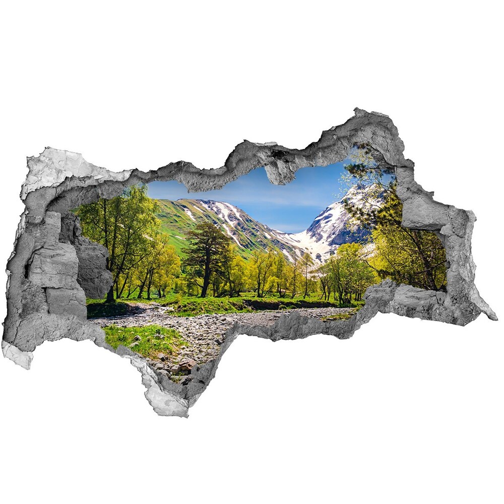 Hole wall sticker River in the mountains