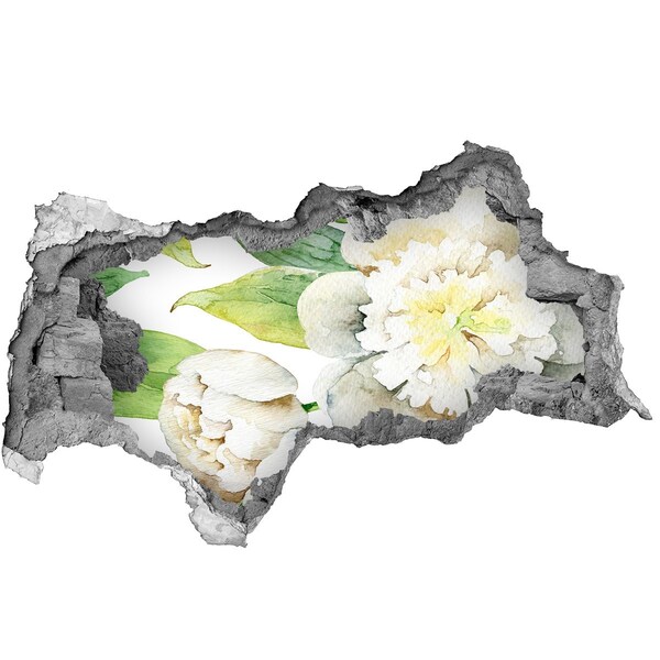 Hole in the wall sticker Peonies