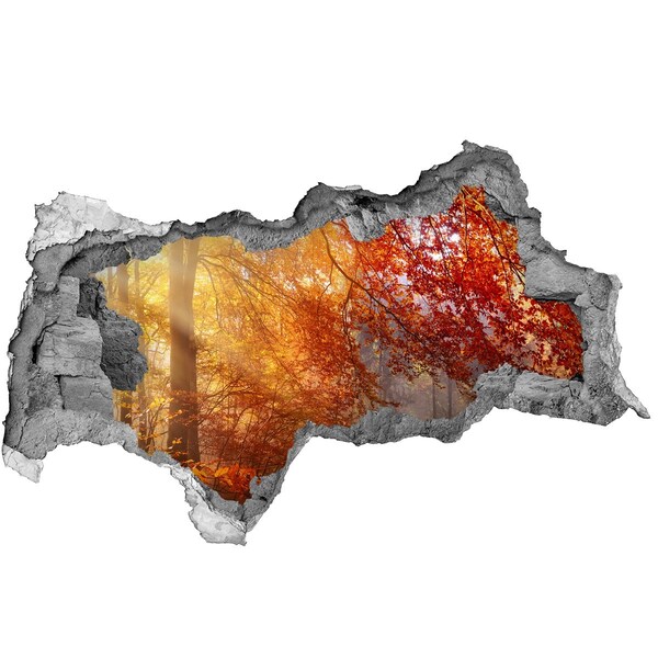 Hole wall sticker Golden autumn in the forest