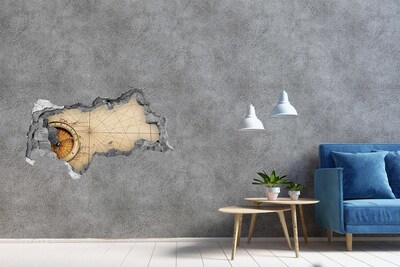 Hole wall sticker Ancient sea map