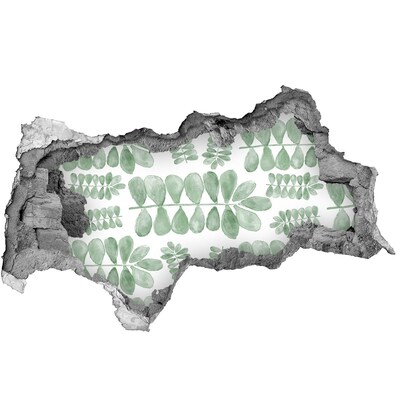 Hole in the wall sticker Green leaves in a hole in the wall